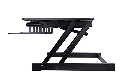 Rocelco 32" Height Adjustable Standing Desk Converter - Quick Sit Stand Up Dual Monitor Riser - Gas Spring Assist Tabletop Computer Workstation - Large Retractable Keyboard Tray - Black (R Adrb) #TOP7