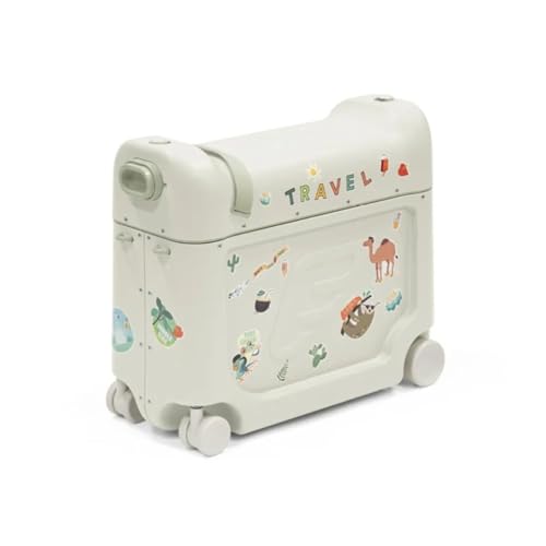 Image of Stokke Jetkids Bedbox - Kids Ride-On Suitcase & Travel Bag, Helps Your Child Relax & Sleep on The Plane, Approved by Airlines, Swivel Wheels, Adjustable Strap - Sea Green