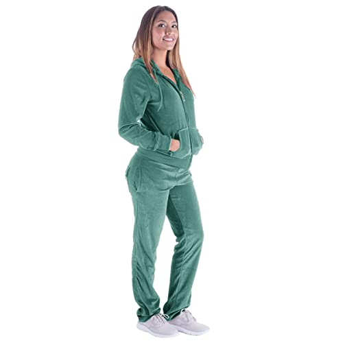 Image of Velour Tracksuit Womens 2 Pieces Joggers Outfits Jogging Sweatsuits Set Soft Sports Sweat Suits Pants
