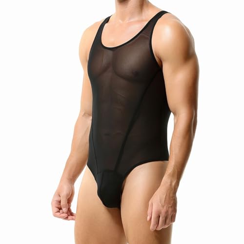 Men's Sexy Cutout Mesh Bodysuit Transparent Tank Tops Crewneck Mens Body Suit One Pieces Coveral3