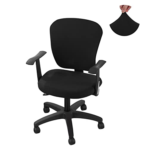 Jaotto Funda de Silla de Oficina Modernas Estilo Simplista,Funda de la Silla Fundas de Oficina Elástica Universal,Cubierta de Silla de Escritorio de Ordenador,Fundas para Sillón Giratorias,Negro Cover