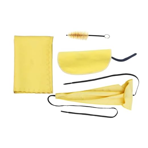 Alnicov Kit de limpieza de saxofón con 3 paños de limpieza y cepillo para boquilla Herramienta de mantenimiento de instrumentos musicales (amarillo)