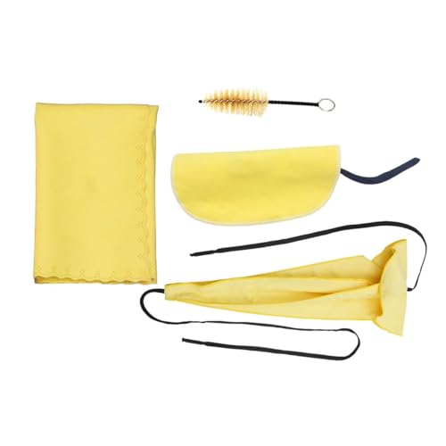 Alnicov Kit de limpieza de saxofón con 3 paños de limpieza y cepillo para boquilla Herramienta de mantenimiento de instrumentos musicales (amarillo)