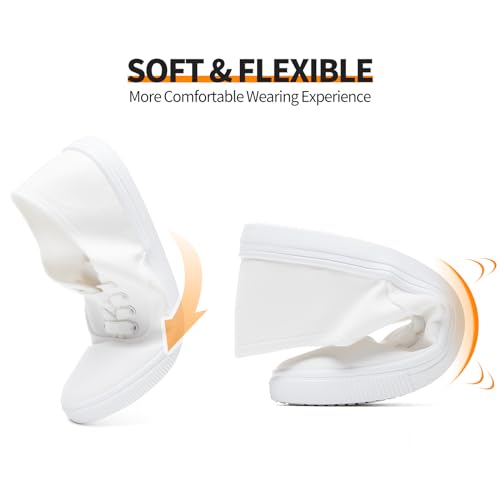 Womens Classic White Sneakers,Low Top White Canvas Shoes,Lightweight Casual Canvas Sneakers4