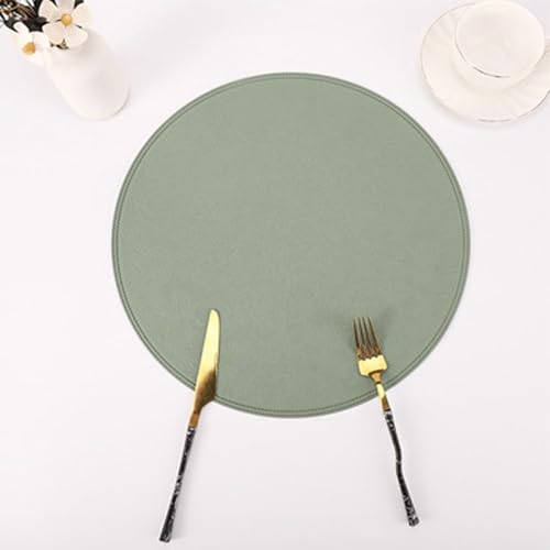 Sets de table ronds verts lavables lot de 10 pour protéger la table en bois - 3