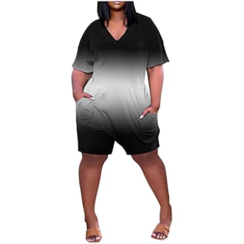 QWERTUR Summer Short Pockets Neck Sleeve V Romper Wide Short Jumpsuit Leg Women Casual Women's Jumpsuit Jumpsuits Black Cover