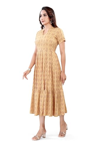 Image of B2F Women's Flared Anarkali Maternity Dress, Feeding Kurti with Concealed Zip for Pre & Post Pregnancy