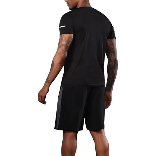 Image of BUYJYA 5Pcs Men's Compression Pants Shirt Top Long Sleeve Jacket Athletic Sets Gym Clothing Mens Workout Valentine's Day gift