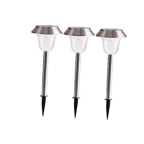 Gogogmee Solar-Powered Lawn Lamps 4 Pack Stainless Steel Garden Lights Waterproof Design for Outdoor Yard Fence Pathway