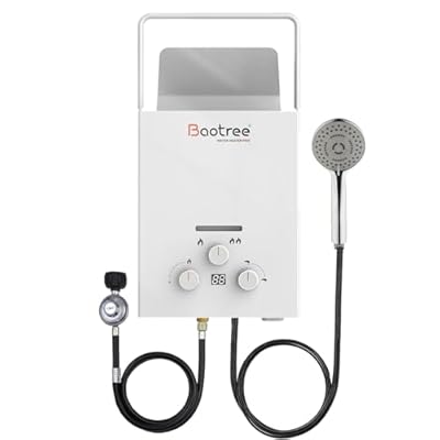 8L Tankless Water Heater Propane with Digital Display, 2.11 GPM Portable Instant Hot Gas RV Water Heater with Overheating Protection for Indoor and Camping,40,824 BTU