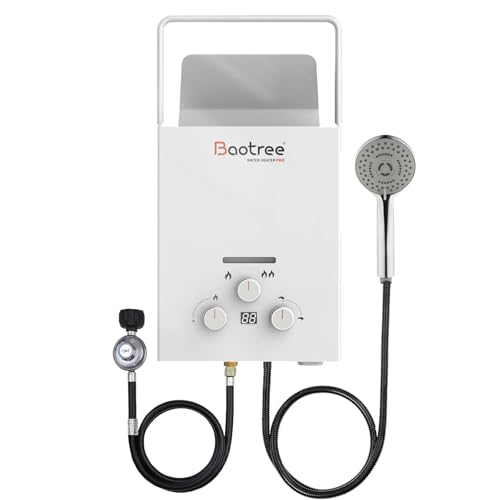 8L Tankless Water Heater Propane, 2.11GPM Instant Hot Gas RV Water Heater with Digital Display, Overheating Protection for Indoor and Camping,40824 BTU