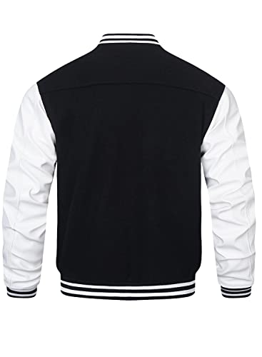 HOOD CREW Mens Varsity Jackets Faux Leather Sleeve Letterman Boys College Baseball Jacket3