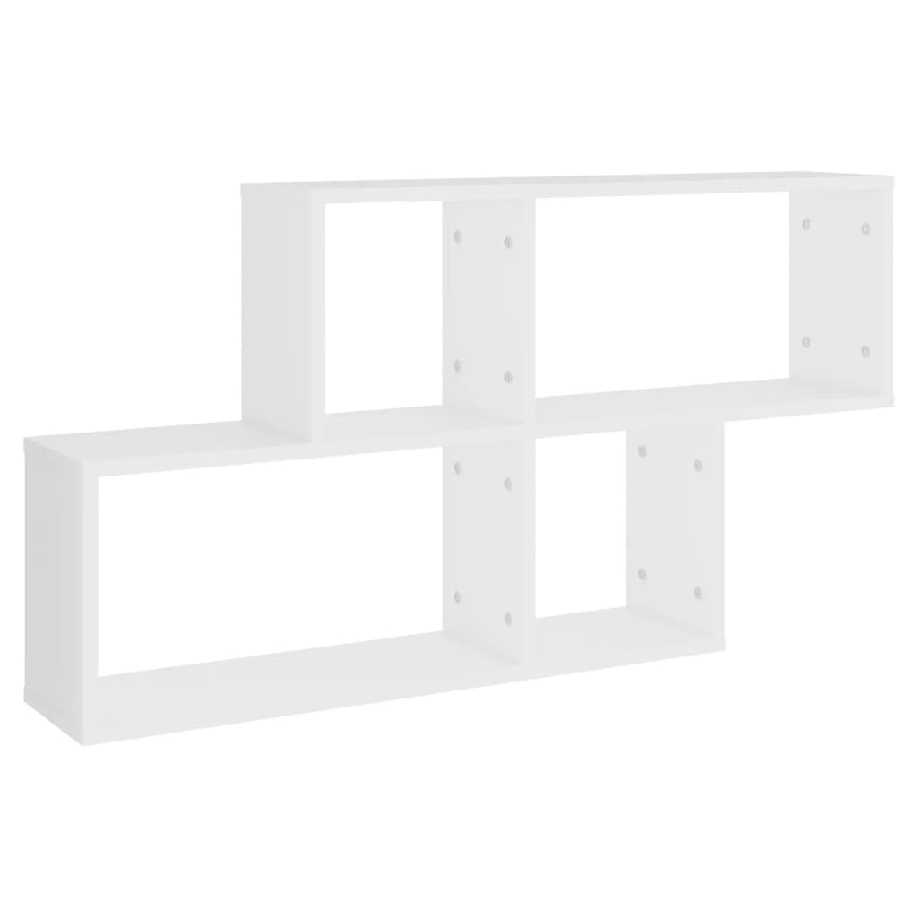 Étagère murale flottante bois blanc 100x18x53 cm meuble de rangement suspendu