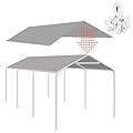 Thanaddo 10 x 20 Ft Carport Replacement Canopy Cover Garage Top Tent Shelter Tarp with Free 44 Ball Bungee Cords,White(Only Cover, Frame Not Include)