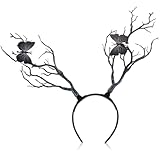 Healvian Tree Branches Antler Shaped Headdress,Deer Antler Headbands,Tree Branches Butterfly Headband,Fairy Witch Goddess Headdress,Halloween Cosplay Costume Headpiece Decor