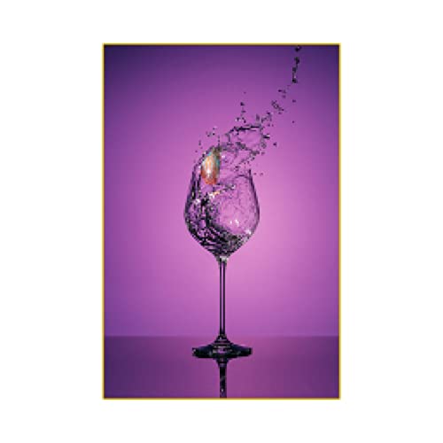 Affiche Nordique Champagne Verre Splash Eau Toile Murale Minimaliste Salon 80x110cm