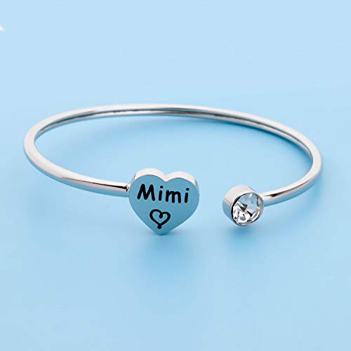 LQRI Mimi Bracelet Mimi Love Heart Charm Bangle Grandma Gift Grandmother Gift for Family Mimi Grandma Jewelry Birthday Gift3