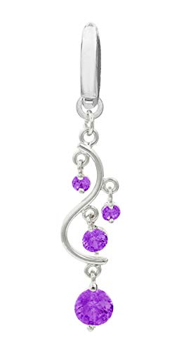 playful piercings Fake Belly Navel Non Clip on Pretty Purple 4 gem Unique Vine Dangle Ring