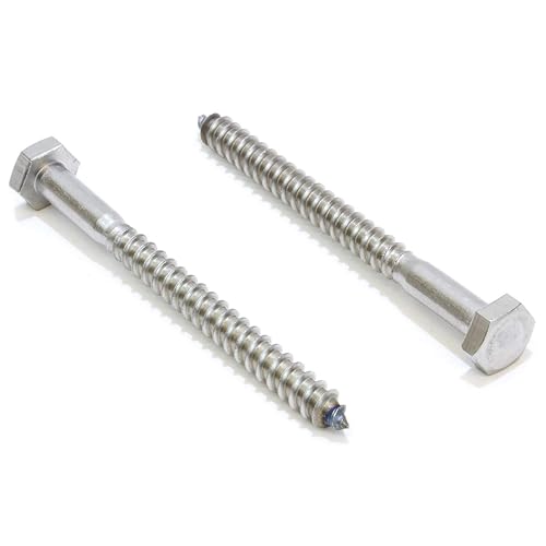 Image of Bolt Dropper 1 /4 inch x 3 inch Hex Head Lag, (25 Pack), 304 (18-8) Stainless Steel Coach Bolts /Large Screws for Wood with Plain Finish