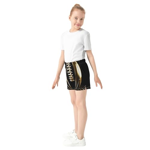 Girls Athletic Lounge Shorts Golden Football Print Comfy Summer Activewear Youth Casual Pajama Sleep Shorts, X-Small4