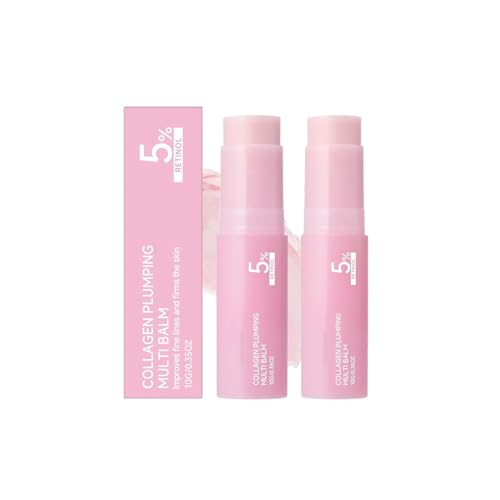 Pink Collagen Volume Multi Balm Stick |Collagen Stick with Volufiline and NAD Face & Body Moisturizing Balm for Under Eyes Neck Forehead Smile Lines and Lips Plumping Glow Line Car-2 PC (Pink)