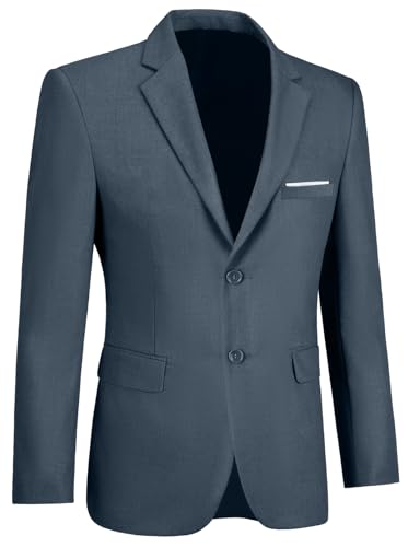 Giacca sportiva da uomo, slim fit, 2 bottoni, tinta unita, stile casual, grigio scuro, 4XL Giacca sportiva da uomo, slim fit, 2 bottoni, tinta unita, stile casual, grigio scuro, 4XL