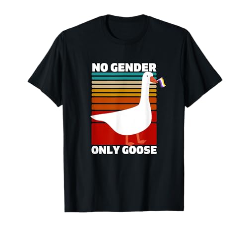Non-Binary Pride Funny No Gender Only Goose LGBTQ Enby Flag T-Shirt