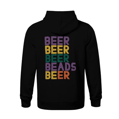 Kids Funny Retro Beer Beads Mardi Gras Party Carnival Men Women Boys Girls Lightweight Kangaroo Pocket Fleece Hoodies3