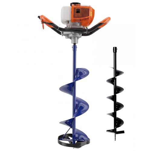 Garvee 2-in-1 Gas Powered 52CC 2-Stroke Ice Auger & Earth Auger Kit with 10' Ice Drill and 5.9' Ground Drill Bit for Ice Fishing and Post Hole Digging, EPA Certified