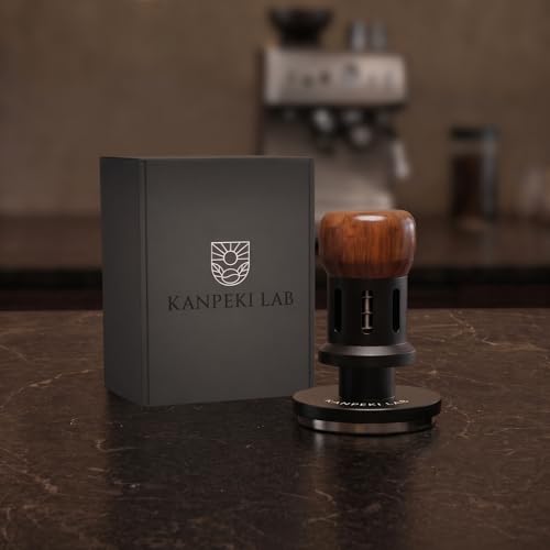 Image of 54mm Espresso Tamper for Breville & Sage Machines | Calibrated Self-Leveling, Click at 32lb, True 53.3mm Fit | Spring-Loaded, Walnut Handle, 304SS Ripple Base, Adjustable Pressure | Kanpeki Lab