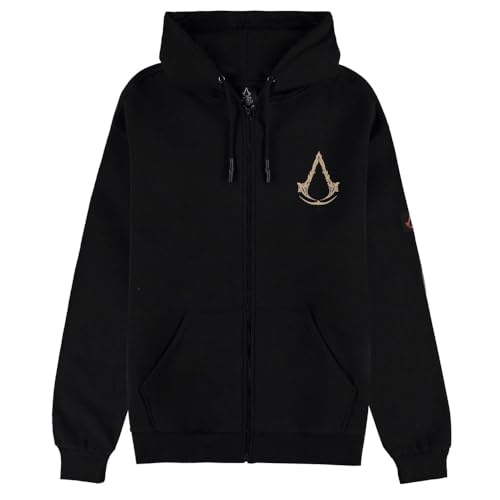 Assassins Creed Mirage - Sudadera con capucha y cremallera, Negro, XL