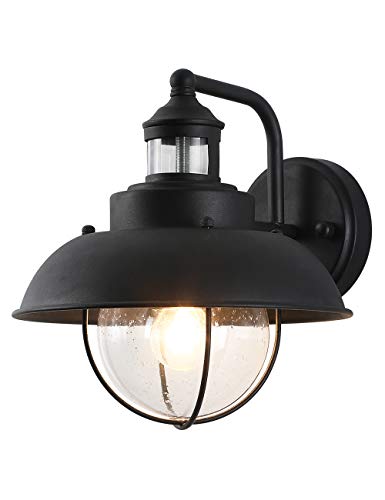 Super Brands Rustic Outdoor Wall Light with Clear Seeded Glass Shade Outside Wall Lamp, IP65 Waterproof Exterior Wall Lighting Fixture, Outdoor Porch Light for House, Garden, Matte Black, 10.24"H Super Brands Rustic Outdoor Wall Light with Clear Seeded Glass Shade Outside Wall Lamp, IP65 Waterproof Exterior Wall Lighting Fixture, Outdoor Porch Light for House, Garden, Matte Black, 10.24"H