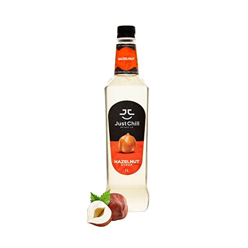 Just Chill Drinks Co. Hazelnut Coffee Syrup - 1 Litre Bottle- Enhance Beverages and Desserts with Traditional Hazelnut Flavor