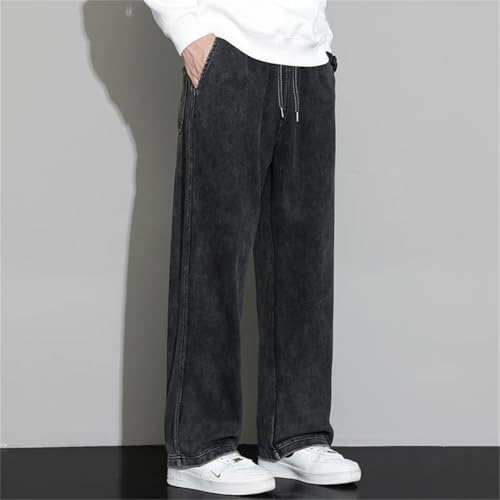 Men Wide Leg Black Washed Denim Jeans Trousers Neutral Street Hip Hop Loose Straight Pants4