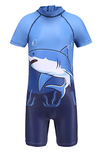 Boys Rash Guard Swimsuits One Piece Short Sleeve Swim Shirt for Kids UPF 50+ Sun Protection Bathing Suits