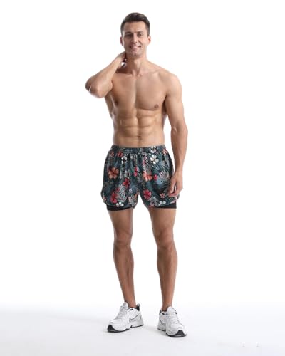 Men's 2 in 1 Running Shorts Outdoor Casual Jogging Workout Fitness Athletic Summer Patterned Novelty Shorts2