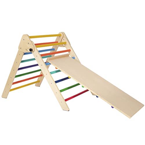 ONVAYA® Kletterdreieck mit Rutsche I Bunt I Pikler Art I Größe frei...