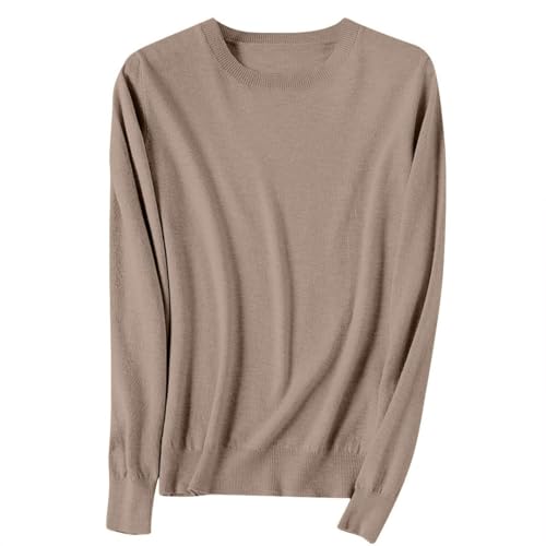 OIOLOYJM Fall Cashmere Sweaters for Women 2025 Crewneck Long Sleeve Tops Knitted Pullovers Lightweight Merino Wool Sweater