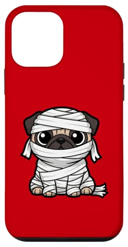 面白いハロウィーンのミイラパグの漫画デザイン。 スマホケース iPhone 12 mini 用