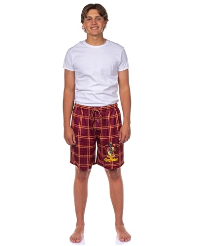 Harry Potter Pajamas Men's House Crest Plaid PJ Lounge Shorts2