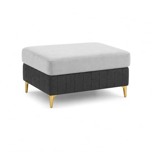 Image of CASASTYLE Noviq 4 Seater L Shape Sofa Set with Movable Ottoman | Flexible Left or Right Layout | Cozy Velvet Fabric | Soft Touch Seating | Modern Designer Sofa for Living Room (Dark Grey-Light Grey)