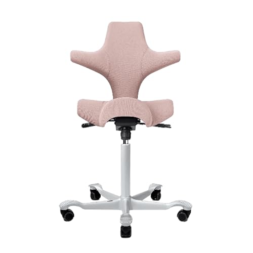 Image of HAG Capisco Sit to Stand Chair-Silver Frame-Upholstered Pink Blush
