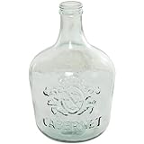 Deco 79 Recycled Glass Handmade Decorative Vase Spanish Bottle Centerpiece Vase with Cabernet and Scroll Design, Flower Vase for Home Decoration 12' x 12' x 17', Clear