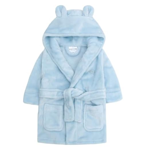 Baby pojkar och flickor unisex morgonrock (åldrarna 6-24 månader) mjuk plysch flanell fleece huva badrock