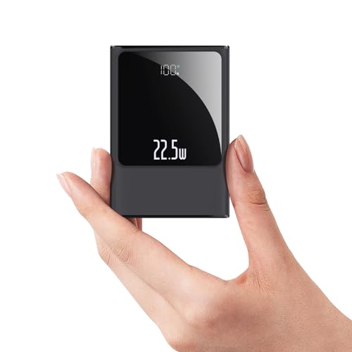 Batería externa superrápida de 22,5 W con 10000 mAh, salidas y entradas USB-C, cargador de teléfono portátil, mini batería compatible con iPhone, Samsung Tablet y más, color negro