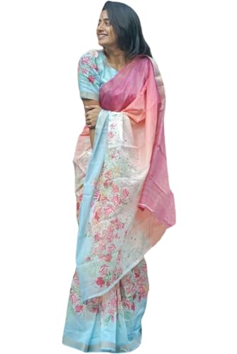 Image of C J Enterprise Women Banarasi Kanjivaram Style Linen Saree