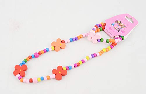 Set di collana e bracciale in legno con fiori e