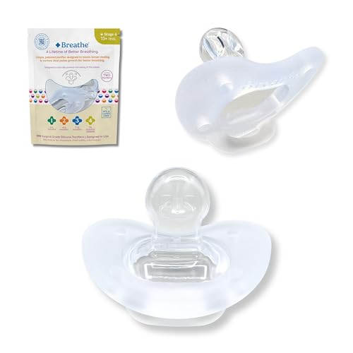 Breathe Baby Pacifier – Patented Design for Natural Oral & Facial Development - BPA-Free, Latex-Free, Pediatrician Developed - Dishwasher Safe 2...
