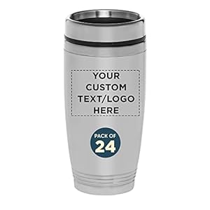 DISCOUNT PROMOS Custom Stainless Steel Tumblers 16 oz. Set of 24, Personalized Bulk Pack – Perfect for Coffee, Soda, Other Hot & Cold Beverages – Silver