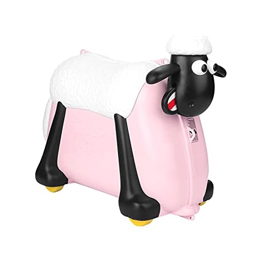 Shaun the Sheep Kids Ride-On Suitcase Carry-On Luggage, Water-Resistant (Pink)